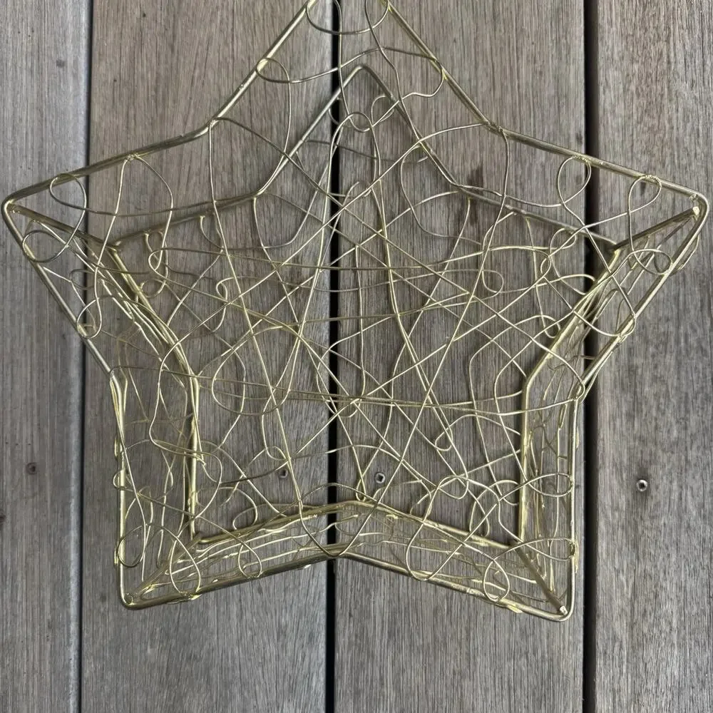 Gold Star Wire Whimsy Caged Basket Whimsygoth Celestial Decor
